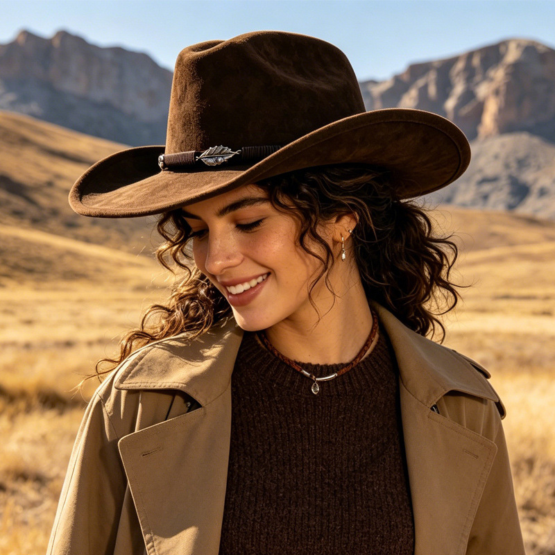 Fedora Hat Wool - Western Cowboy Style Panama Wool Felt