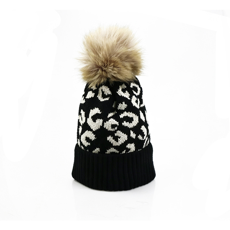 Autumn and winter leopard prin - Beanie Cuffed Knit recension och pris