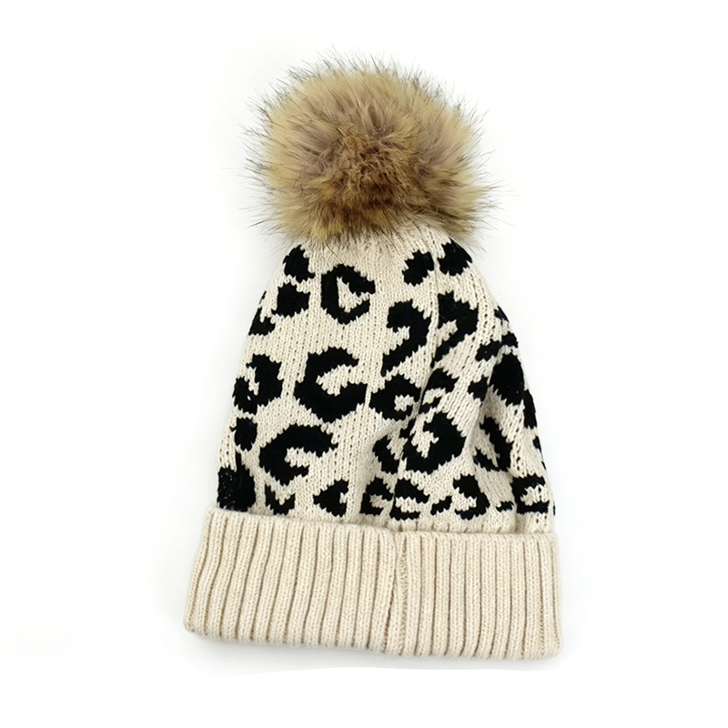 Autumn and winter leopard prin - Beanie Cuffed Knit recension och pris